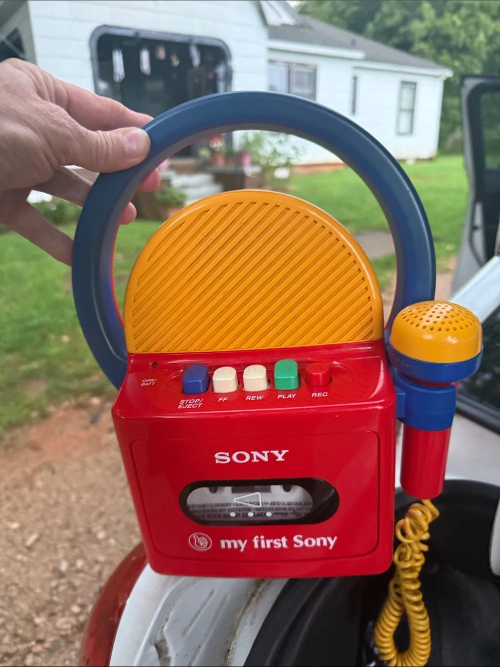 Vintage Sony Portable Kids Cassette Player in Red, Yellow and Blue
